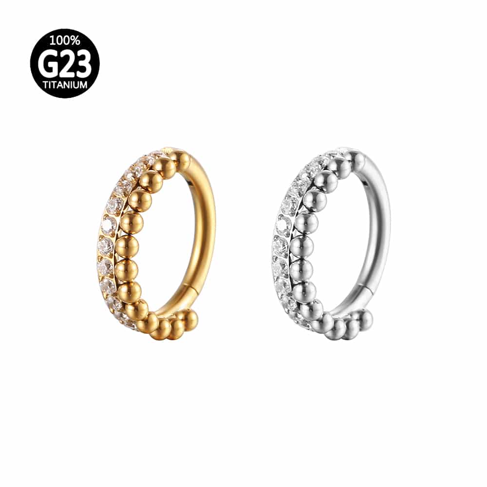 Piercing Argola Titânio Segemento Articulado Indiano Zircônia Cravejada